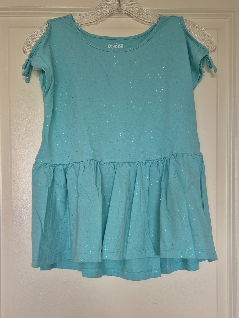 OshKosh B'gosh Girls' Aqua Sparkle Cold-Shoulder Tunic/Tee